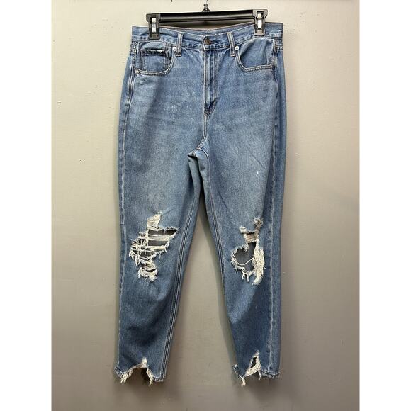American Eagle Mom Jean Womens Size 8 Regular Jeans Distressed Destroyed Thrash - Picture 1 of 14